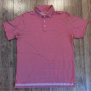 Draddy Sport Red White Striped Mens Polo Short Sleeve Golf XL EUC
